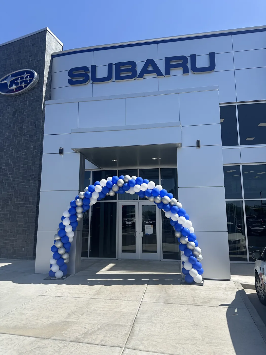 Balloon decor arranged for a business event entrance